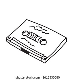 Cassette with black drawing lines