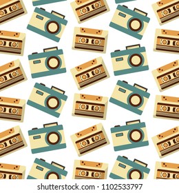 cassette and camera photographic music retro pattern