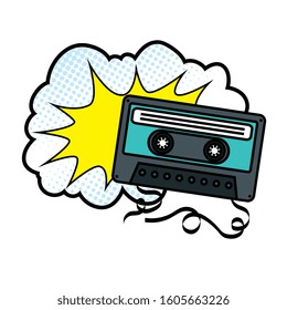 cassette with cloud pop art style icon vector illustration design