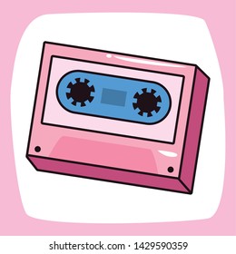 cassette comic pop art on white background