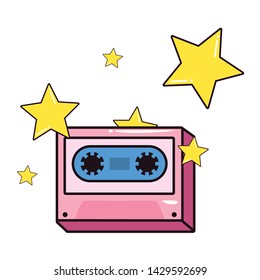 cassette comic pop art on white background