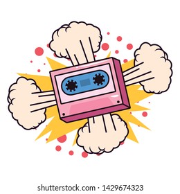 cassette comic pop art on white background