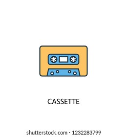 cassette concept 2 colored line icon. Simple yellow and blue element illustration. cassette concept outline symbol design from Music set