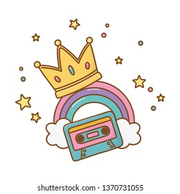 cassette with crown and rainbow