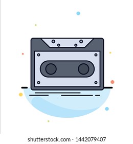 Cassette, demo, record, tape, record Flat Color Icon Vector