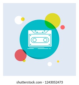 Cassette, demo, record, tape, record White Glyph Icon colorful Circle Background