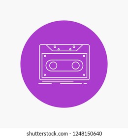 Cassette, demo, record, tape, record White Line Icon in Circle background. vector icon illustration