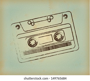 cassette design over lineal  background. vector illustration  