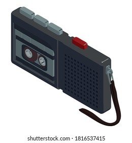 Cassette dictaphone icon. Isometric of cassette dictaphone vector icon for web design isolated on white background