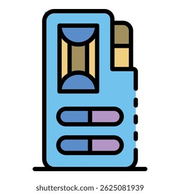 Cassette dictaphone icon. Outline cassette dictaphone vector icon color flat isolated