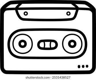 Icono de Vector doodle de cassette e ilustración