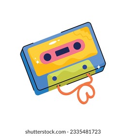 Cassette doodle vector outline icon. EPS 10 file