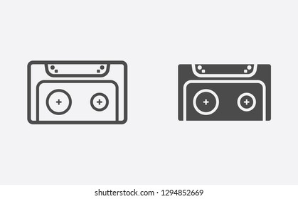 cassette filled and outline vector icon sign symbol