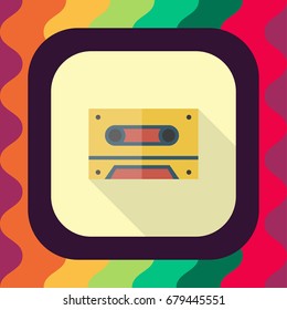 cassette flat icon with long shadow, vector illustration