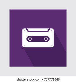 Cassette flat icon with long shadow