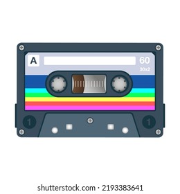 Cassette Flat Icon. Retro Audio Tape, Old School Media Equipment Isolated Vector Illustration. Outdated Technology And Music