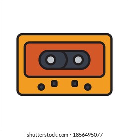 Cassette Flat Icon Vector Logo Template Illustration