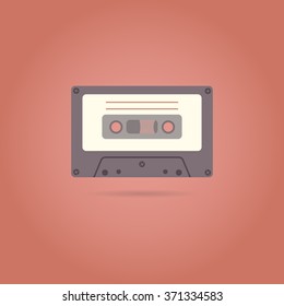 Cassette flat style icon. Vector illustration.