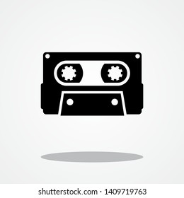 Cassette Glyph Icon with Gray Shadow