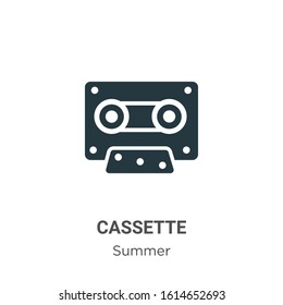 Cassette glyph icon vector on white background. Flat vector cassette icon symbol sign from modern summer collection for mobile concept and web apps design.