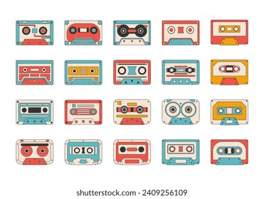 Conjunto de elementos de ilustración de Cassette Groovy