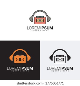 cassette with headset logo set