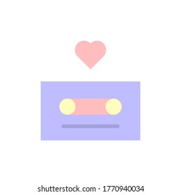 Cassette, heart icon. Simple color vector elements of flower children icons for ui and ux, website or mobile application