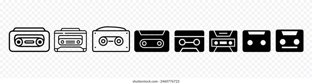 Cassette icon, Audio Cassette icon, Audio cassette tape isolated vector old music retro player. Audio Cassette Icons set