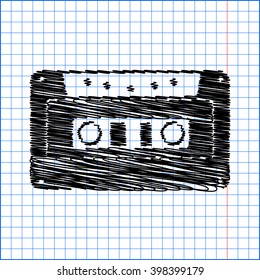 Cassette icon, audio tape sign