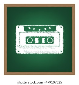 Cassette icon, audio tape sign. Flat style black icon on white.