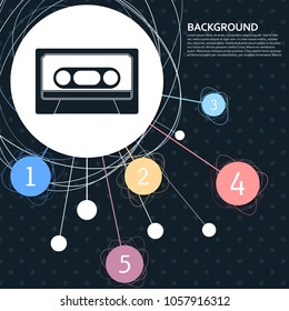 Cassette icon with the background to the point and with infographic style. Vector illustration