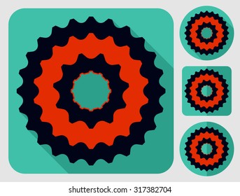 Cassette icon. Bike parts. Flat long shadow design. Bicycle icons series.