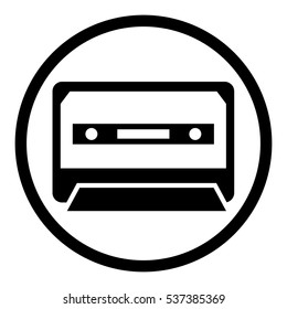 Cassette icon in circle on white background