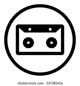 Cassette icon in circle on white background