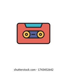 cassette icon filled outline vector color design. isolated on white background