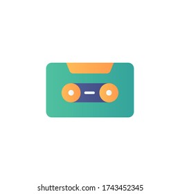 diseño de color vectorial con icono de cassette. aislado en fondo blanco