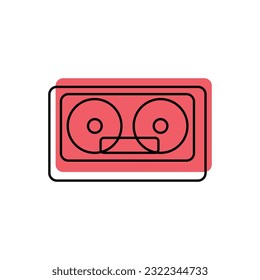 Icono de cassette. Ilustración plana del icono vector de cinta para el diseño web