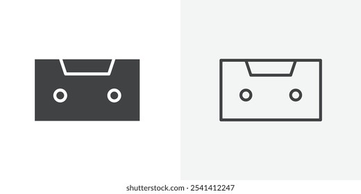 Ícone de cassete plano e design de conjunto simples