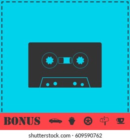 Cassette icon flat. Simple vector symbol and bonus icon
