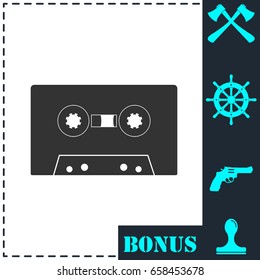 Cassette icon flat. Simple vector symbol and bonus icon