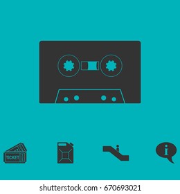 Cassette icon flat. Simple vector symbol and bonus icon