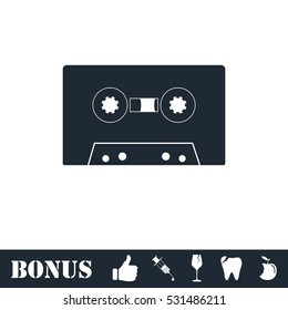 Cassette icon flat. Vector illustration symbol and bonus pictogram