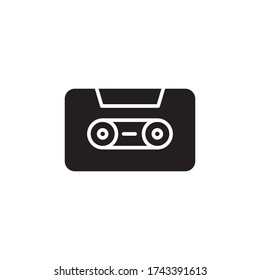 Kassette Symbol Glyphvektor. isoliert auf weißem Hintergrund