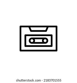 Cassette Icon. Line Art Style Design Isolated On White Background