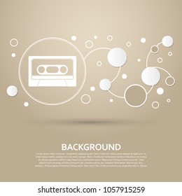 Cassette icon on a brown background with elegant style and modern design infographic. Vector illustration