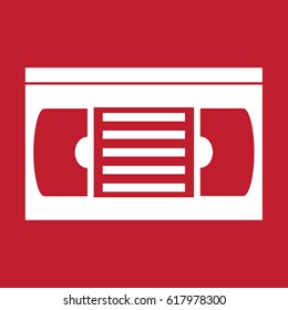 Cassette icon on red background