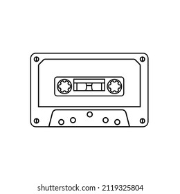 Cassette Icon in Outline Style on a White Background Suitable for Audio, Music, Recording Icon. Isolated