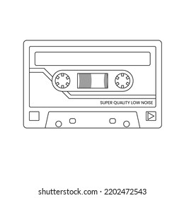 Cassette Icon in Outline Style on a White Background Suitable for Audio, Music, Recording Icon. Isolated