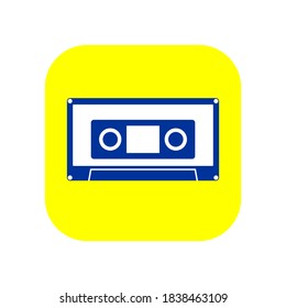Cassette icon with rectangle yellow background.