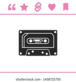 Cassette icon, retro old music icon vector